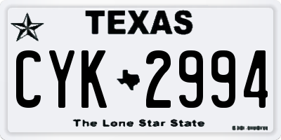 TX license plate CYK2994