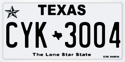 TX license plate CYK3004