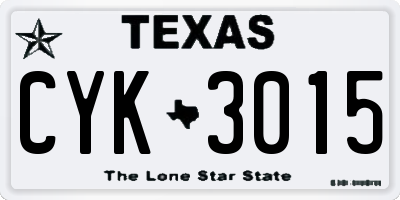 TX license plate CYK3015
