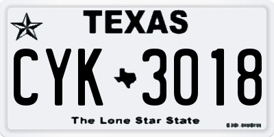 TX license plate CYK3018