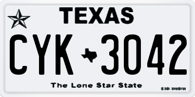 TX license plate CYK3042
