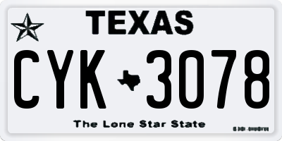 TX license plate CYK3078