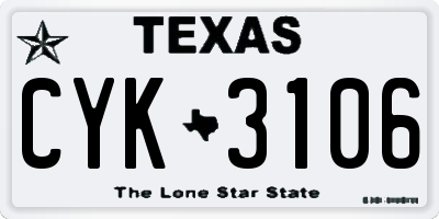 TX license plate CYK3106