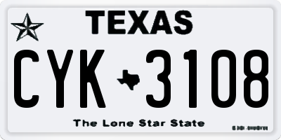 TX license plate CYK3108