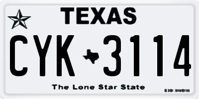 TX license plate CYK3114