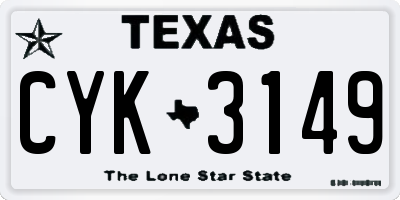 TX license plate CYK3149