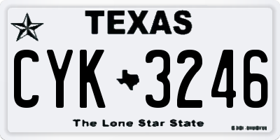 TX license plate CYK3246