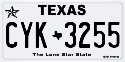 TX license plate CYK3255