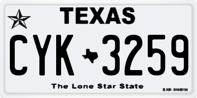 TX license plate CYK3259