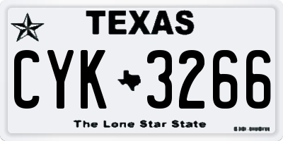 TX license plate CYK3266