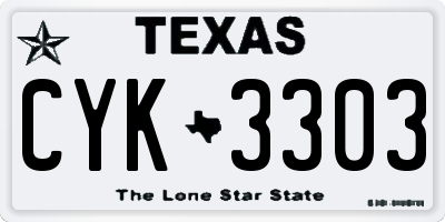 TX license plate CYK3303