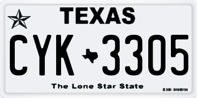 TX license plate CYK3305