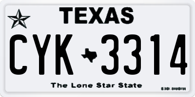 TX license plate CYK3314