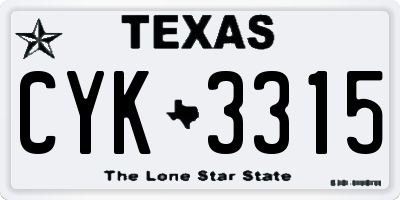 TX license plate CYK3315