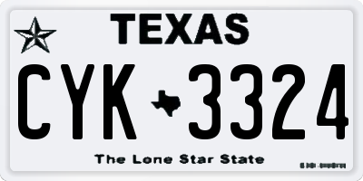 TX license plate CYK3324