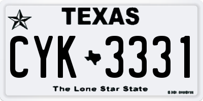 TX license plate CYK3331