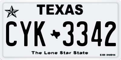 TX license plate CYK3342