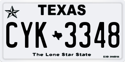TX license plate CYK3348