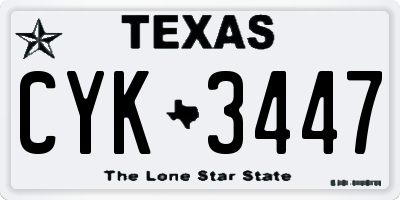 TX license plate CYK3447