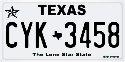 TX license plate CYK3458