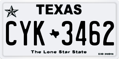 TX license plate CYK3462