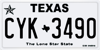 TX license plate CYK3490