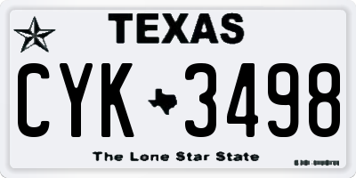TX license plate CYK3498