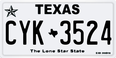 TX license plate CYK3524