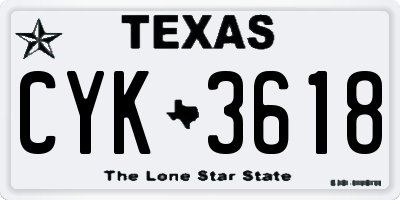 TX license plate CYK3618