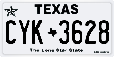 TX license plate CYK3628