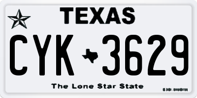 TX license plate CYK3629