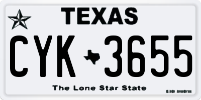 TX license plate CYK3655