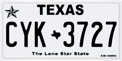 TX license plate CYK3727