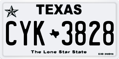 TX license plate CYK3828