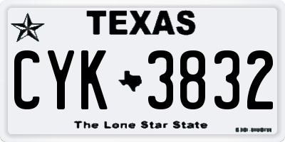 TX license plate CYK3832