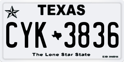 TX license plate CYK3836