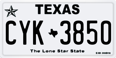TX license plate CYK3850