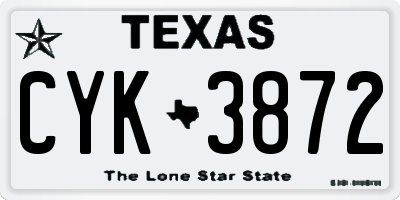 TX license plate CYK3872