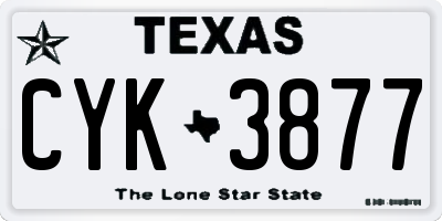 TX license plate CYK3877