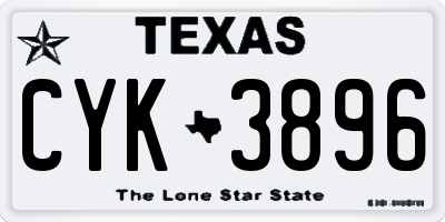 TX license plate CYK3896
