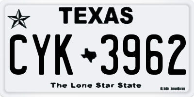 TX license plate CYK3962