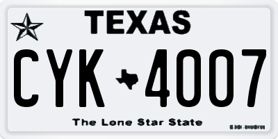 TX license plate CYK4007