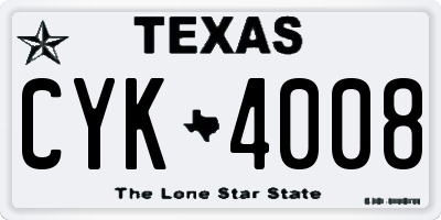 TX license plate CYK4008