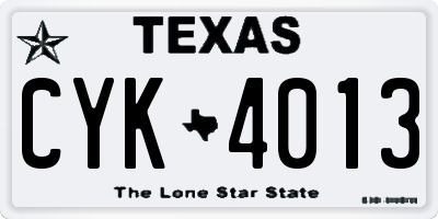 TX license plate CYK4013
