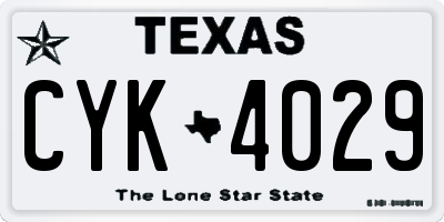 TX license plate CYK4029