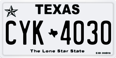 TX license plate CYK4030