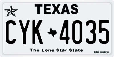 TX license plate CYK4035
