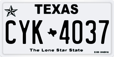 TX license plate CYK4037