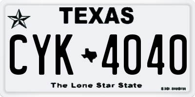 TX license plate CYK4040