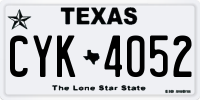 TX license plate CYK4052